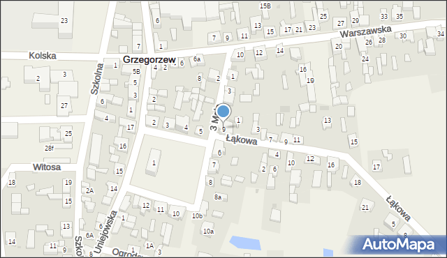 Grzegorzew, 3 Maja, 9, mapa Grzegorzew