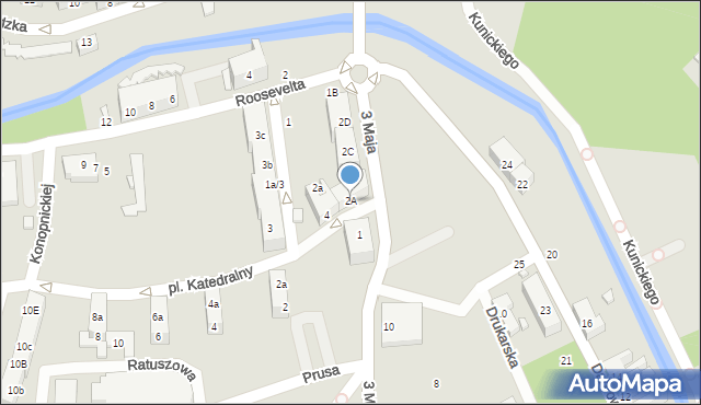 Gubin, 3 Maja, 2A, mapa Gubin