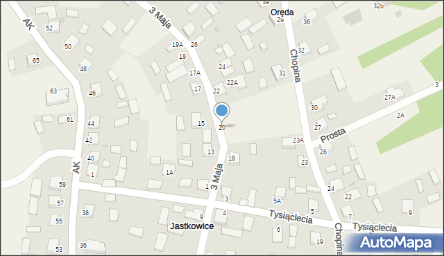 Jastkowice, 3 Maja, 20, mapa Jastkowice