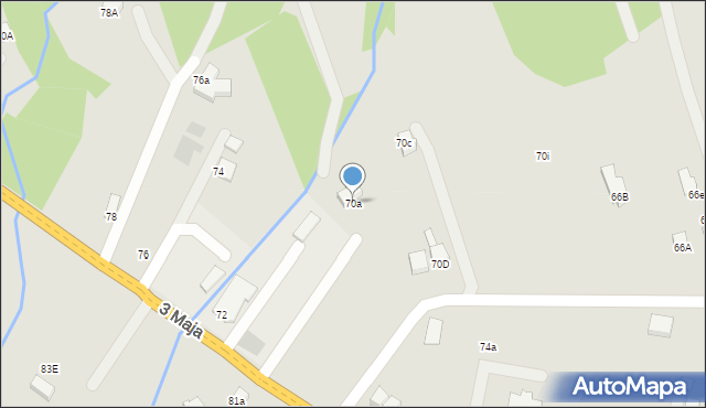Jordanów, 3 Maja, 70a, mapa Jordanów
