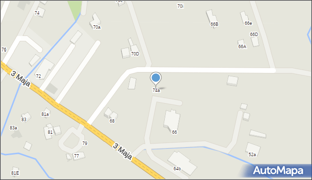 Jordanów, 3 Maja, 74a, mapa Jordanów