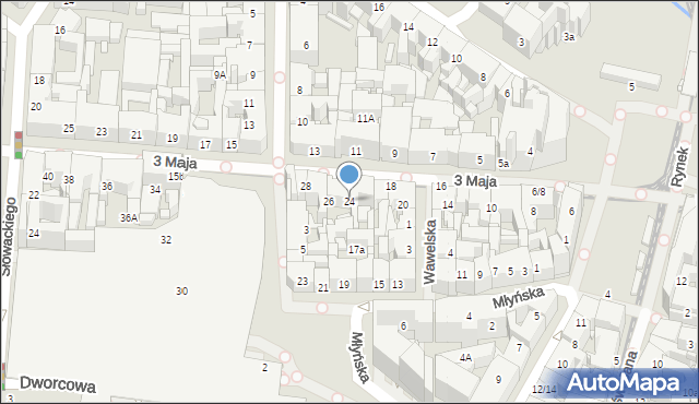 Katowice, 3 Maja, 24, mapa Katowic