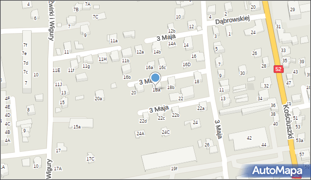 Kęty, 3 Maja, 18a, mapa Kęty