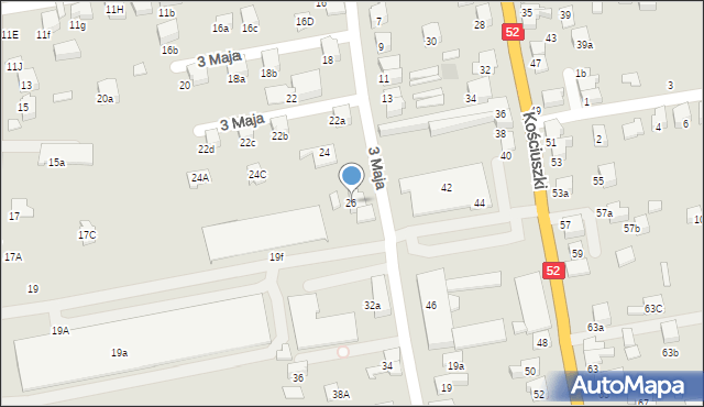 Kęty, 3 Maja, 26, mapa Kęty