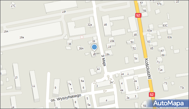 Kęty, 3 Maja, 40, mapa Kęty