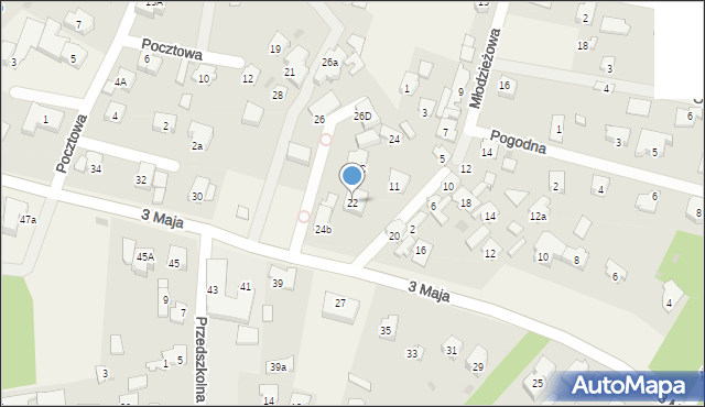 Laski, 3 Maja, 22, mapa Laski