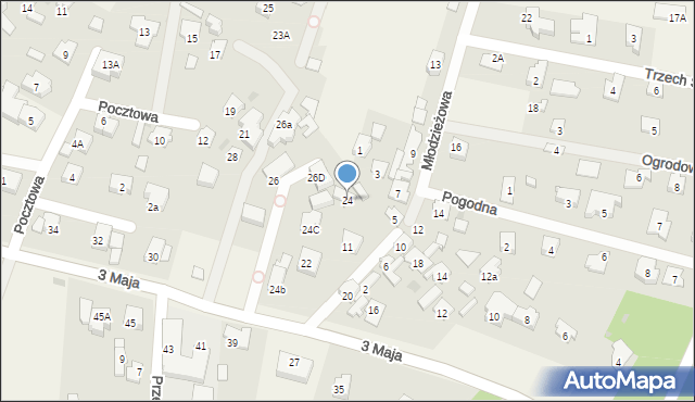 Laski, 3 Maja, 24, mapa Laski