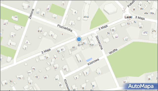 Laski, 3 Maja, 63, mapa Laski