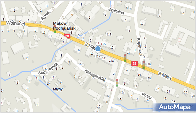 Maków Podhalański, 3 Maja, 12a, mapa Maków Podhalański