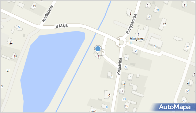 Mełgiew, 3 Maja, 1, mapa Mełgiew