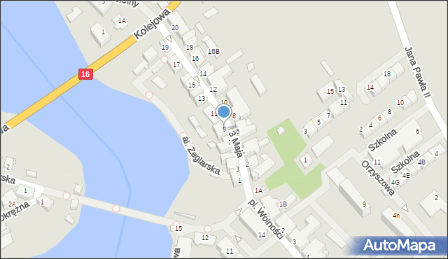 Mikołajki, 3 Maja, 9, mapa Mikołajki