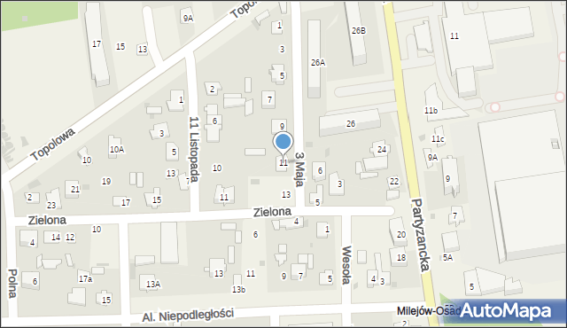 Milejów-Osada, 3 Maja, 11, mapa Milejów-Osada
