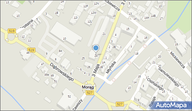 Morąg, 3 Maja, 24, mapa Morąg