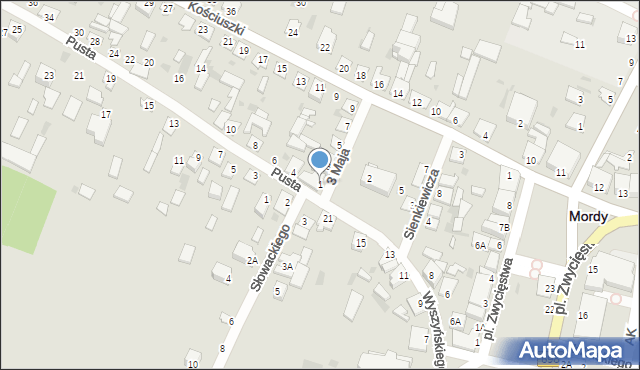 Mordy, 3 Maja, 1, mapa Mordy