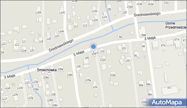 Myślenice, 3 Maja, 103, mapa Myślenice