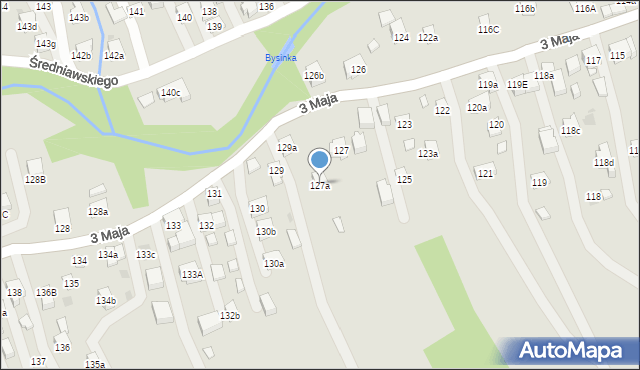 Myślenice, 3 Maja, 127a, mapa Myślenice