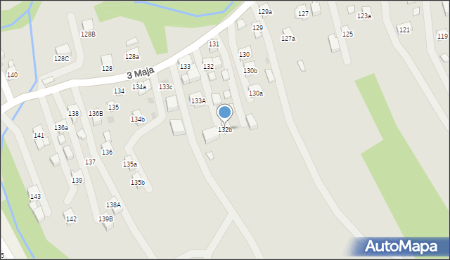 Myślenice, 3 Maja, 132b, mapa Myślenice