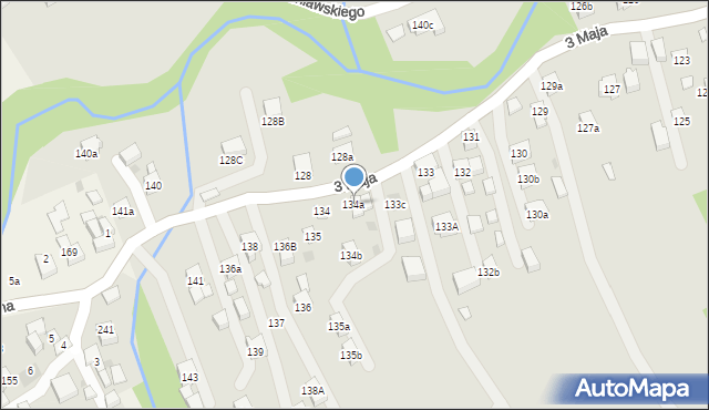 Myślenice, 3 Maja, 134a, mapa Myślenice