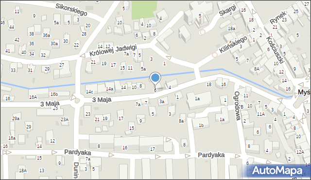 Myślenice, 3 Maja, 6, mapa Myślenice