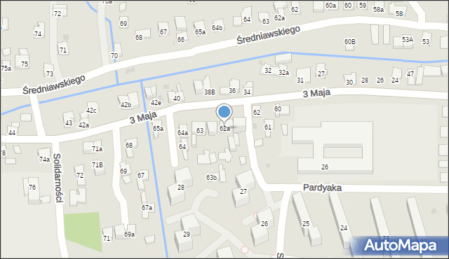 Myślenice, 3 Maja, 62a, mapa Myślenice