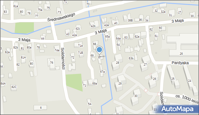 Myślenice, 3 Maja, 67, mapa Myślenice