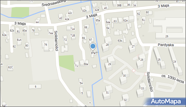 Myślenice, 3 Maja, 67a, mapa Myślenice