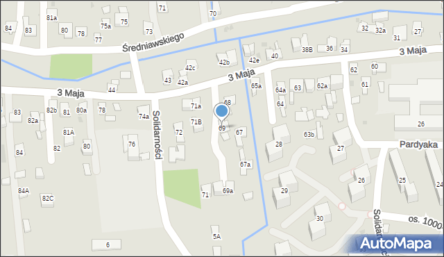 Myślenice, 3 Maja, 69, mapa Myślenice
