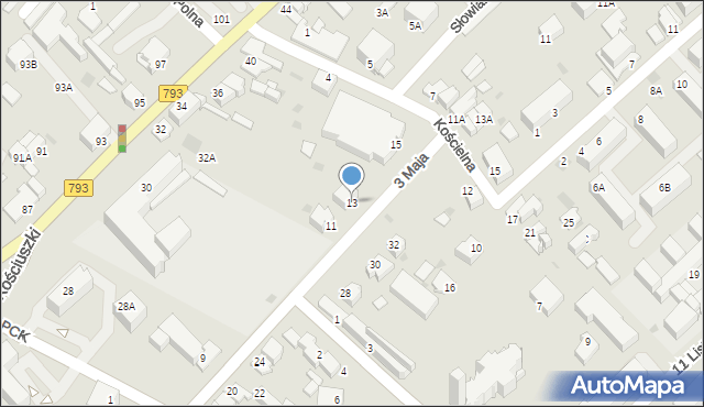 Myszków, 3 Maja, 13, mapa Myszków