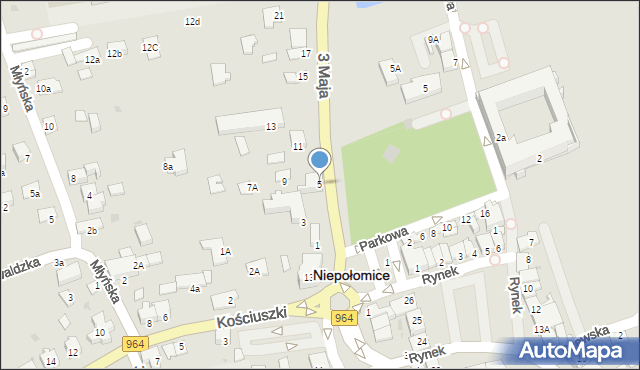 Niepołomice, 3 Maja, 5, mapa Niepołomice