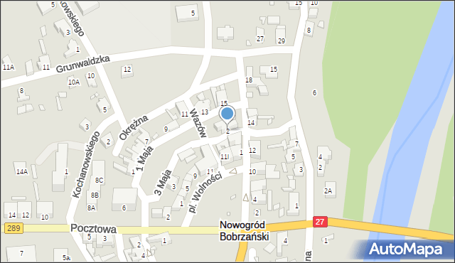 Nowogród Bobrzański, 3 Maja, 2, mapa Nowogród Bobrzański