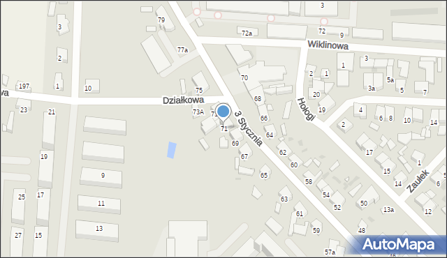 Nowy Tomyśl, 3 Stycznia, 71, mapa Nowy Tomyśl