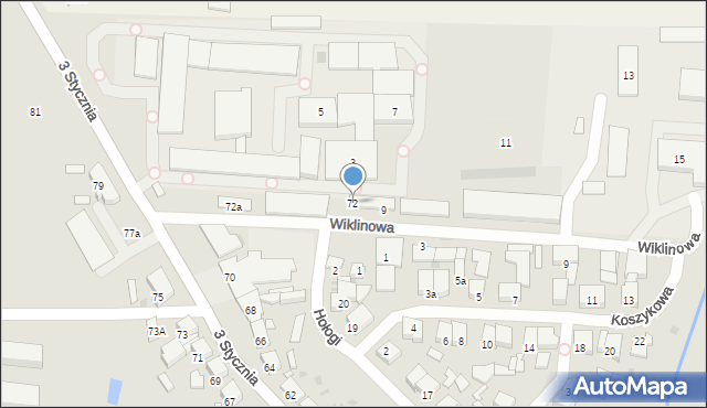 Nowy Tomyśl, 3 Stycznia, 72, mapa Nowy Tomyśl