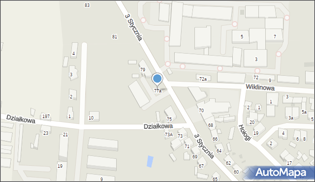 Nowy Tomyśl, 3 Stycznia, 77a, mapa Nowy Tomyśl