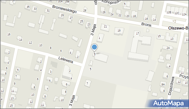 Olszewo-Borki, 3 Maja, 3, mapa Olszewo-Borki