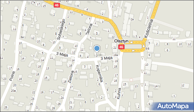 Olsztyn, 3 Maja, 2, mapa Olsztyna