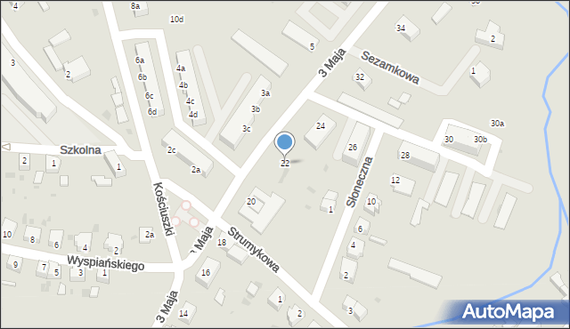 Ośno Lubuskie, 3 Maja, 22, mapa Ośno Lubuskie