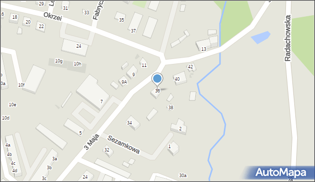 Ośno Lubuskie, 3 Maja, 36, mapa Ośno Lubuskie