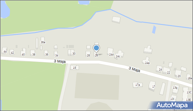 Ostróda, 3 Maja, 26, mapa Ostróda