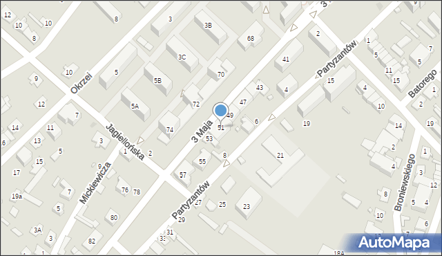 Ostrów Mazowiecka, 3 Maja, 51, mapa Ostrów Mazowiecka