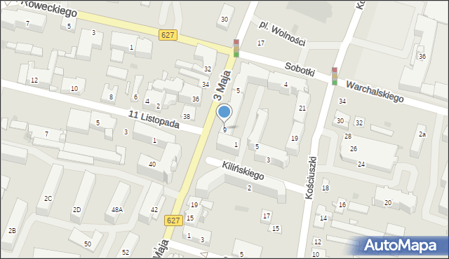 Ostrów Mazowiecka, 3 Maja, 9, mapa Ostrów Mazowiecka