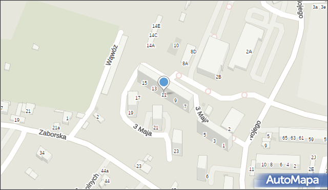 Oświęcim, 3 Maja, 11, mapa Oświęcimia
