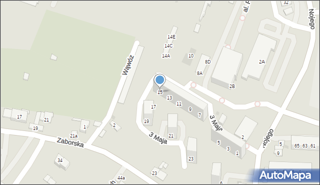 Oświęcim, 3 Maja, 15, mapa Oświęcimia