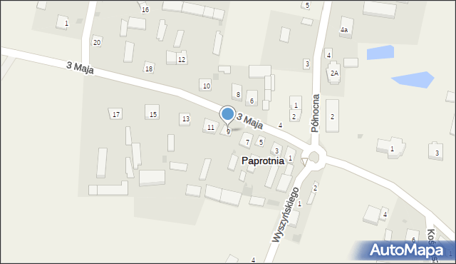 Paprotnia, 3 Maja, 9, mapa Paprotnia
