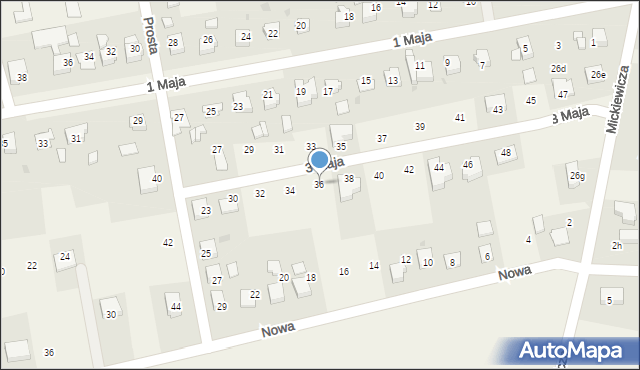 Pawłowice, 3 Maja, 36, mapa Pawłowice