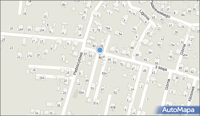 Piekary Śląskie, 3 Maja, 59, mapa Piekary Śląskie