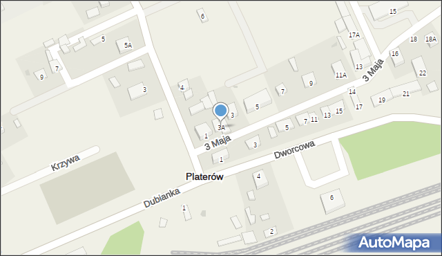 Platerów, 3 Maja, 3A, mapa Platerów