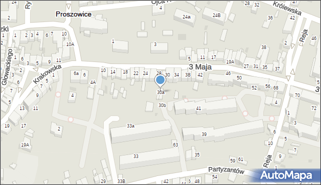 Proszowice, 3 Maja, 30a, mapa Proszowice