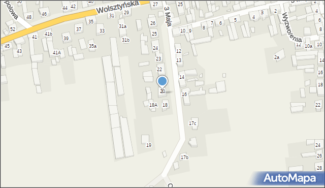 Rostarzewo, 3 Maja, 20a, mapa Rostarzewo