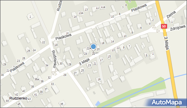 Rudzienko, 3 Maja, 22, mapa Rudzienko