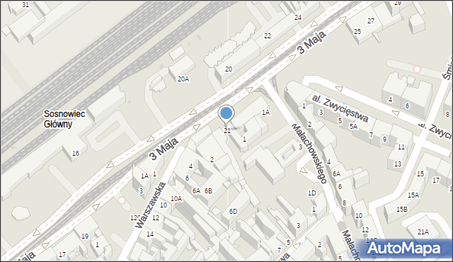 Sosnowiec, 3 Maja, 21, mapa Sosnowca